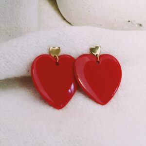 boucles acier inoxydable maxi coeur rouge cadeau saint valentin